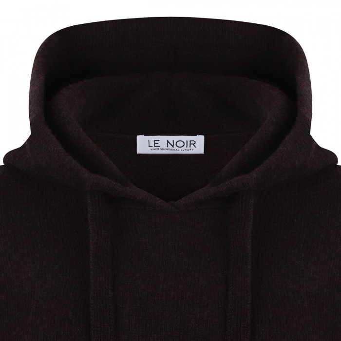 Le Noir Cortina Bordeaux Virgin Wool Hooded Sweater