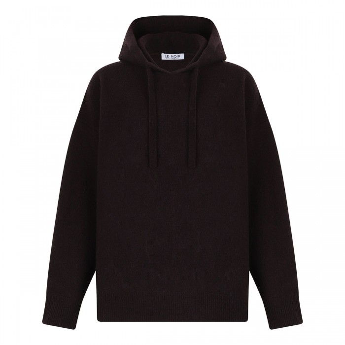 le noir cortina Bordeaux virgin wool hooded sweater