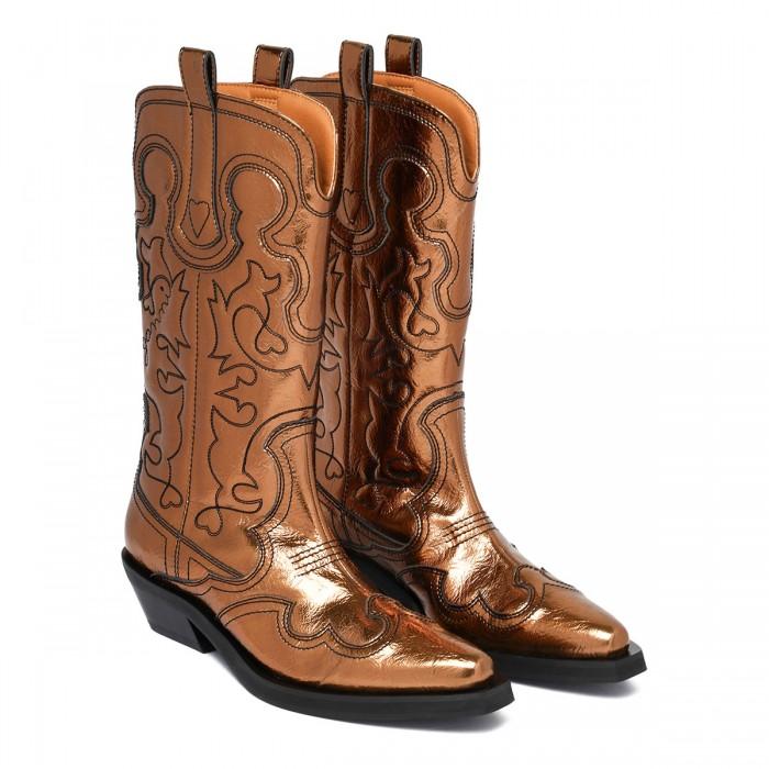 Le Noir Cortina Bronze Mid Shaft Embroidered Western Boots