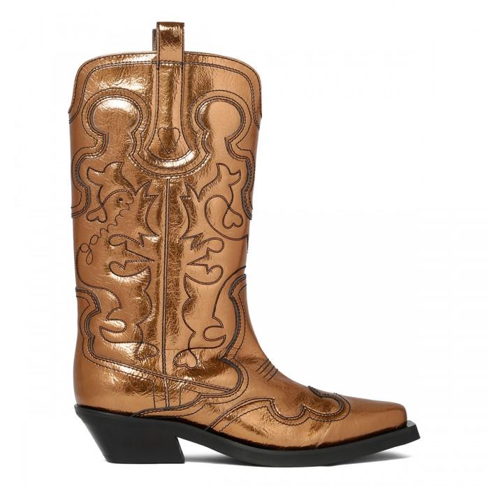 le noir cortina Bronze mid shaft embroidered Western boots