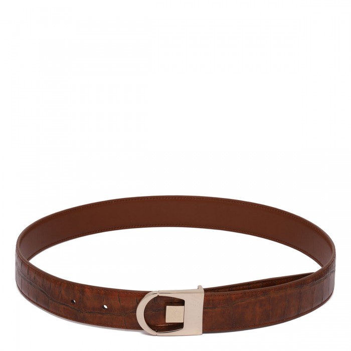 le noir cortina Croc-embossed leather reversible belt