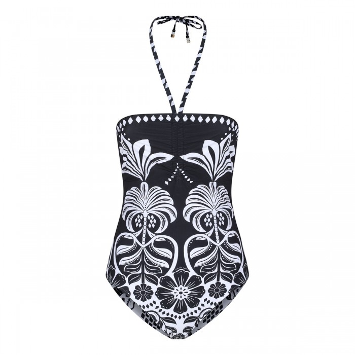 le noir cortina Flowers leopards one-piece swimsuit