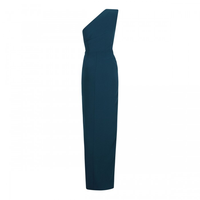 Le Noir Cortina Asymmetric Satin Crepe Maxi Dress