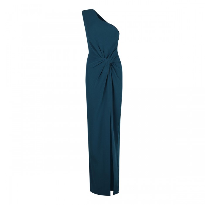 le noir cortina Asymmetric satin crepe maxi dress