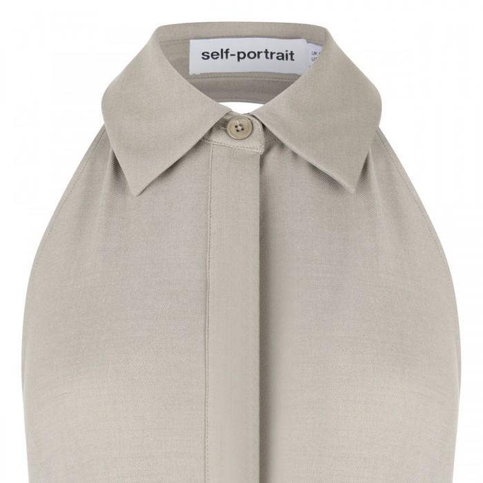 Le Noir Cortina Beige Sleeveless Twill Maxi Dress