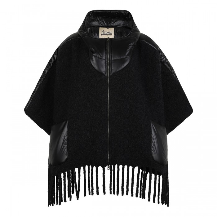 le noir cortina Black fringed cape