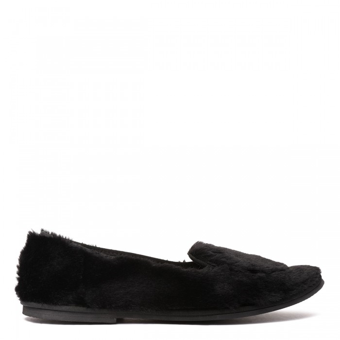 le noir cortina Black fur-effect loafers