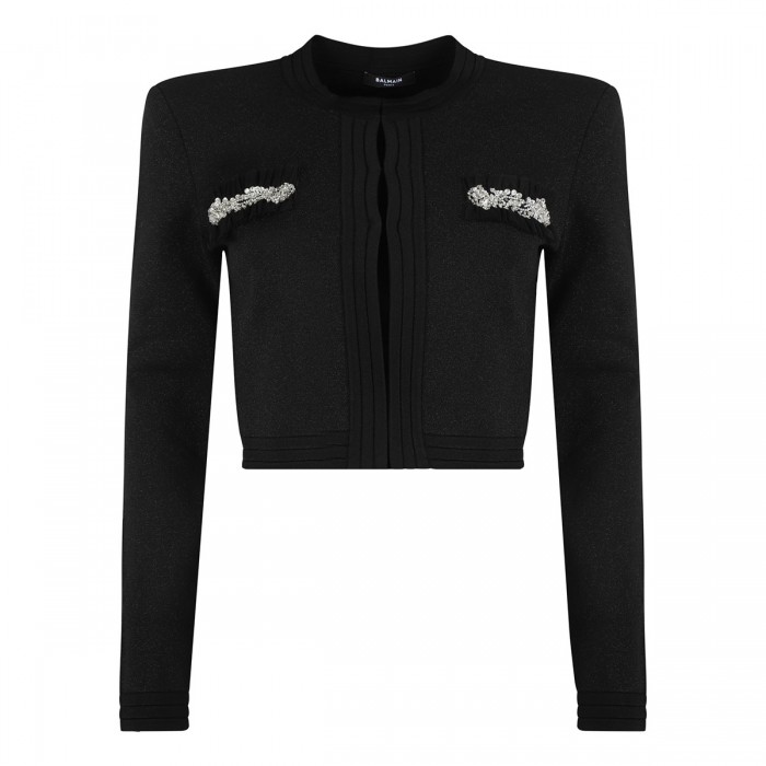 le noir cortina Black knitted viscose cardigan