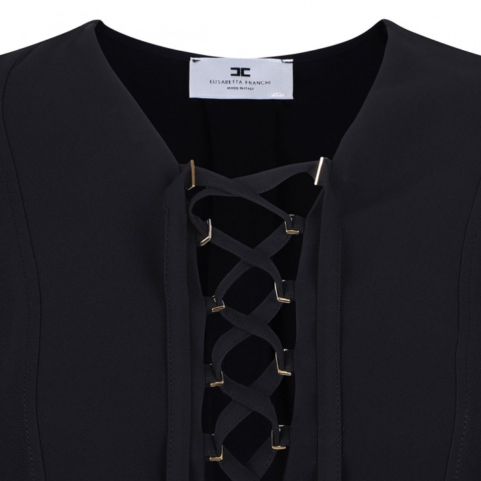 Le Noir Cortina Black Lace-up Blouse