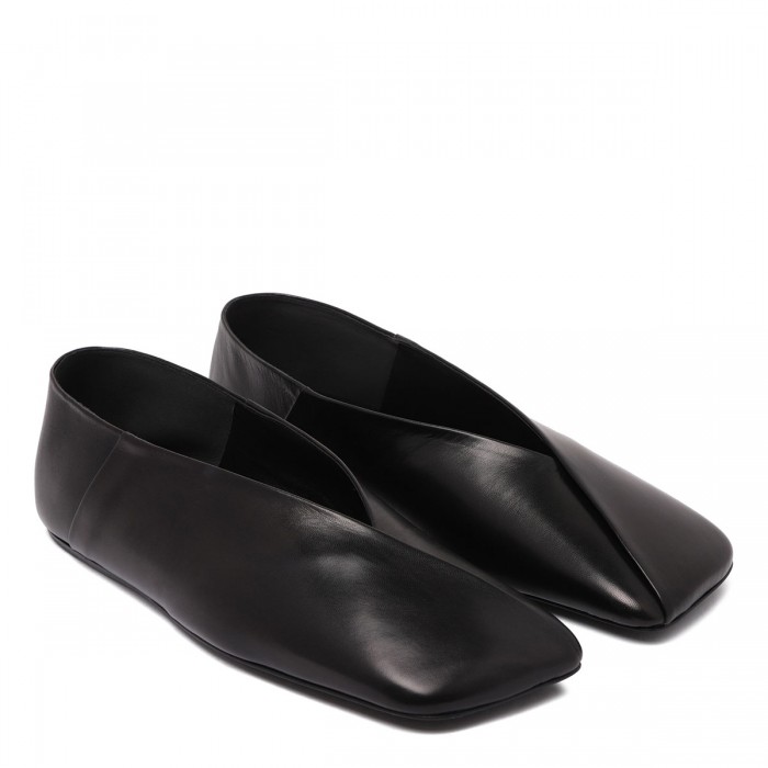 Le Noir Cortina Black Leather Ballerinas