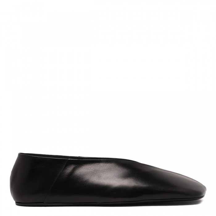 le noir cortina Black leather ballerinas