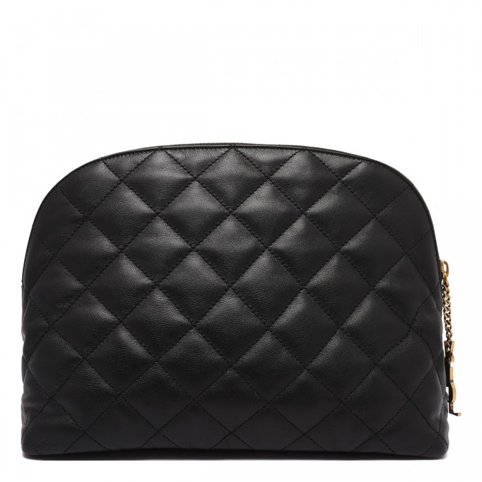 Le Noir Cortina Black Matelassé Leather Pouch