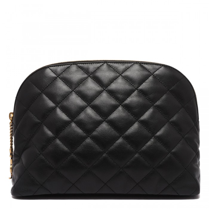 le noir cortina Black matelassé leather pouch