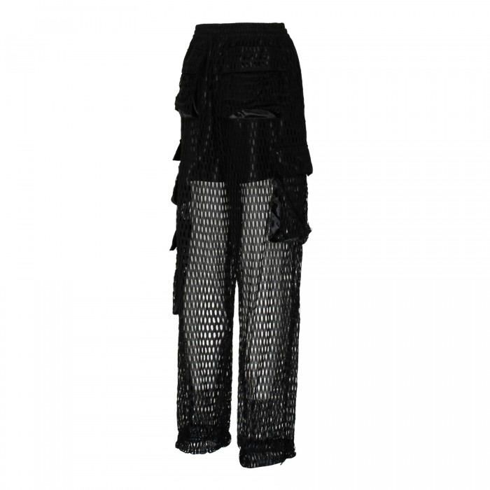 Le Noir Cortina Black Mesh Multipocket Pants