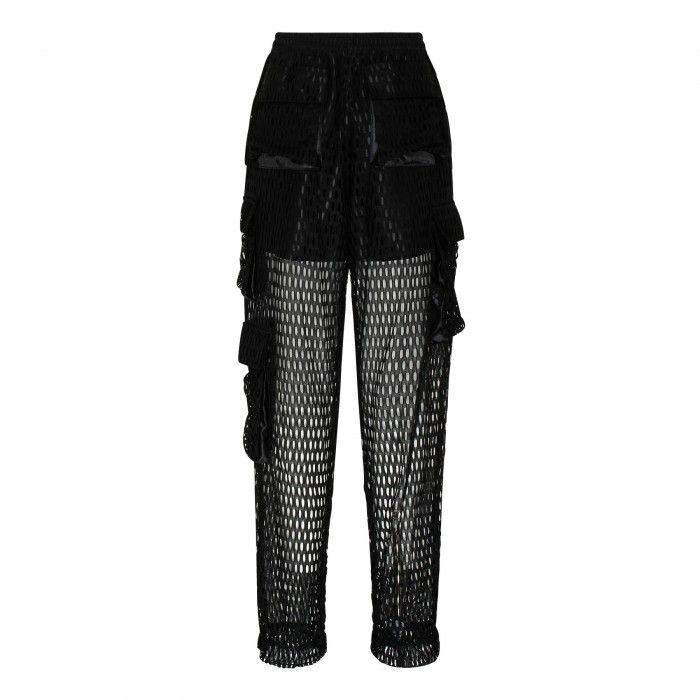 Le Noir Cortina Black Mesh Multipocket Pants