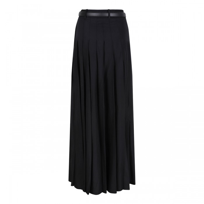 Le Noir Cortina Black Pleated Twill Maxi Skirt