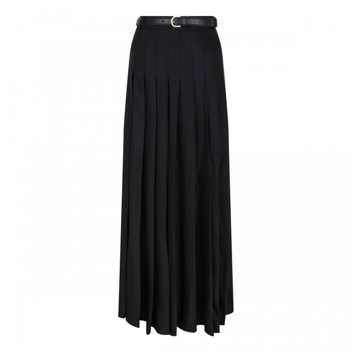 le noir cortina Black pleated twill maxi skirt