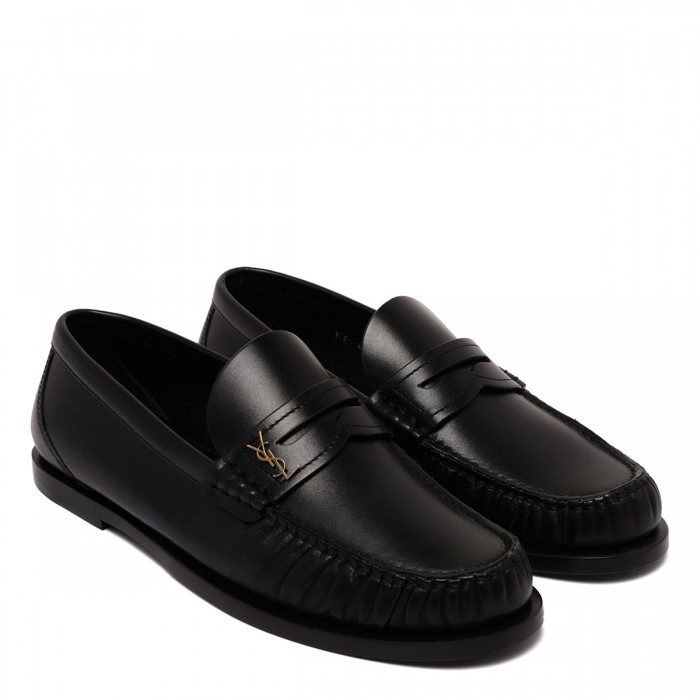 Le Noir Cortina Black Smooth Leather Loafers