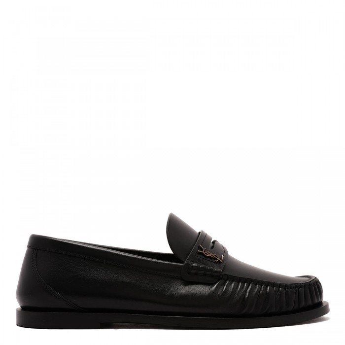 le noir cortina Black smooth leather loafers