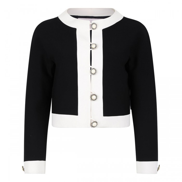 le noir cortina Black virgin wool blend cardigan