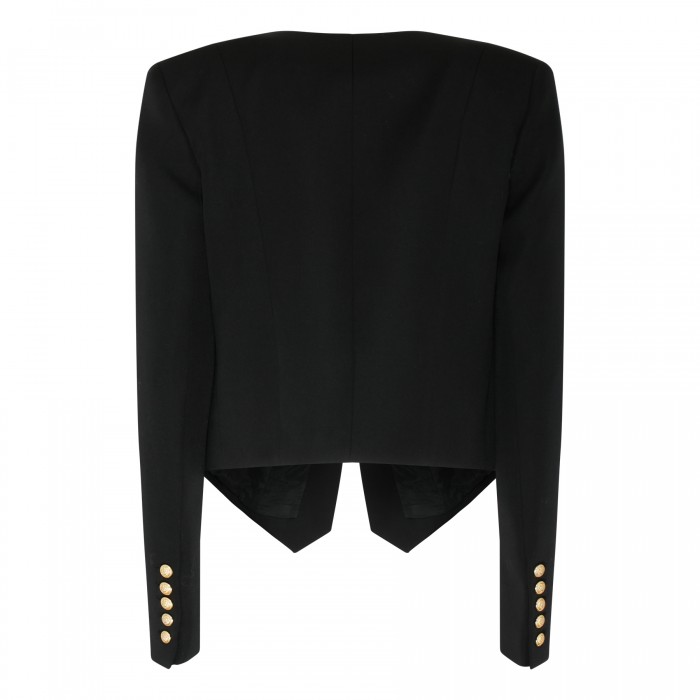 Le Noir Cortina Black Wool Collarless Jacket