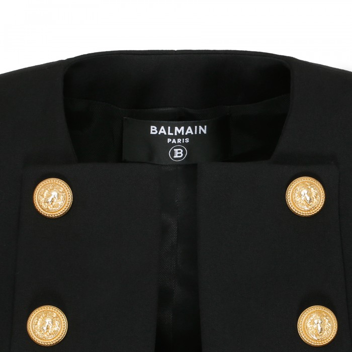 Le Noir Cortina Black Wool Collarless Jacket