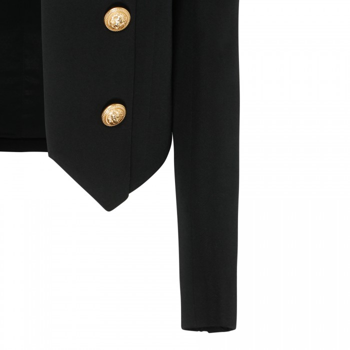 Le Noir Cortina Black Wool Collarless Jacket