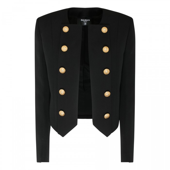 le noir cortina Black wool collarless jacket