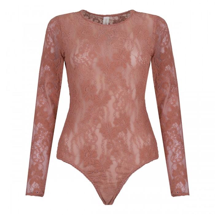 le noir cortina Blush hue lace bodysuit
