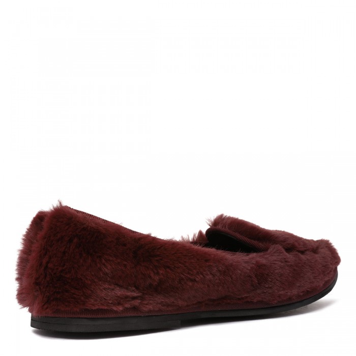 Le Noir Cortina Bordeaux Fur-effect Loafers