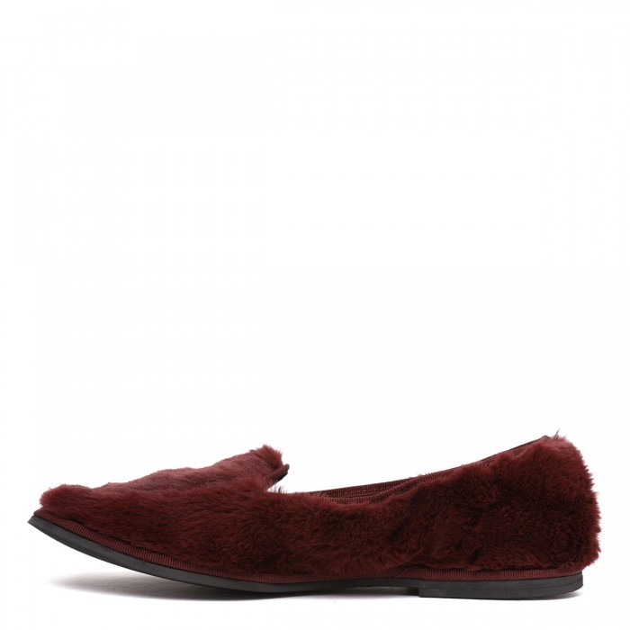 Le Noir Cortina Bordeaux Fur-effect Loafers