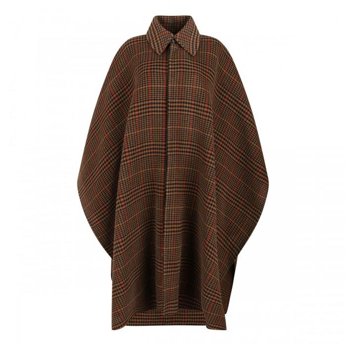 le noir cortina Brushed wool plaid cape