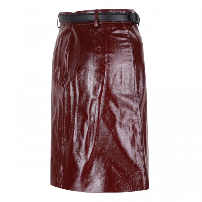 Le Noir Cortina Burgundy Leather Skirt