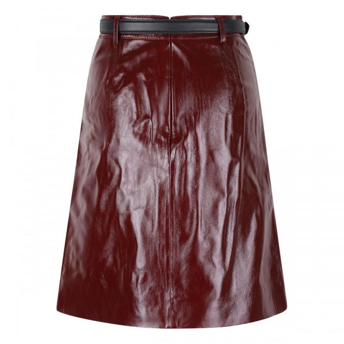 Le Noir Cortina Burgundy Leather Skirt