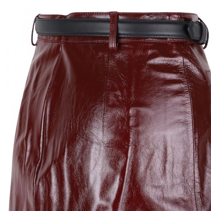 Le Noir Cortina Burgundy Leather Skirt