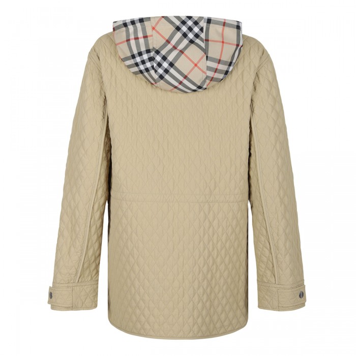 Le Noir Cortina Check Hood Quilted Nylon Jacket