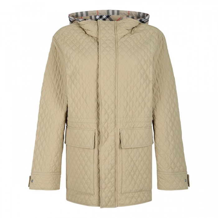 le noir cortina Check hood quilted nylon jacket