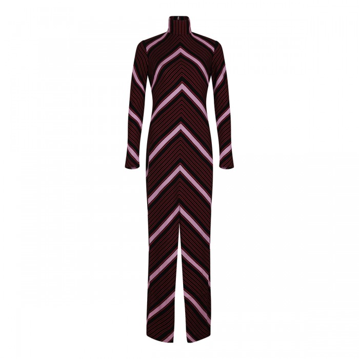 le noir cortina Chevron knit maxi dress