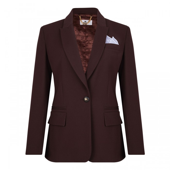 le noir cortina Coffee hue gabardine blazer