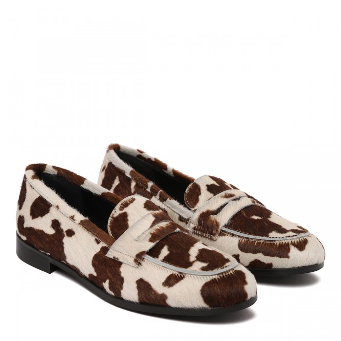 Le Noir Cortina Cow-print Calf-hair Loafers