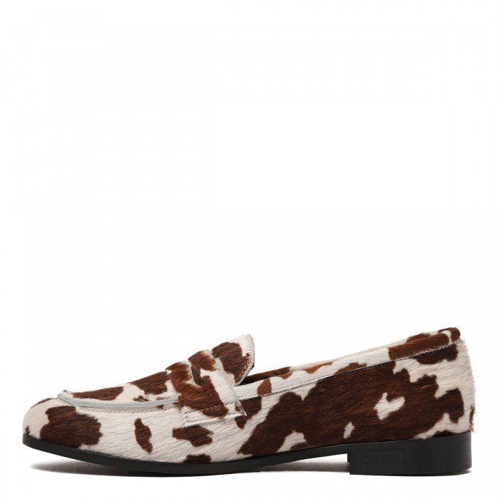 Le Noir Cortina Cow-print Calf-hair Loafers