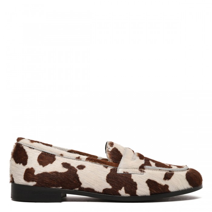 le noir cortina Cow-print calf-hair loafers