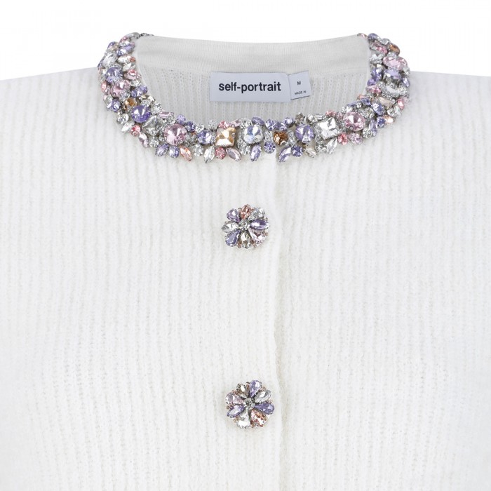 Le Noir Cortina Cream Embellished Trim Cardigan