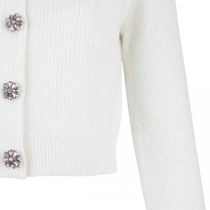 Le Noir Cortina Cream Embellished Trim Cardigan