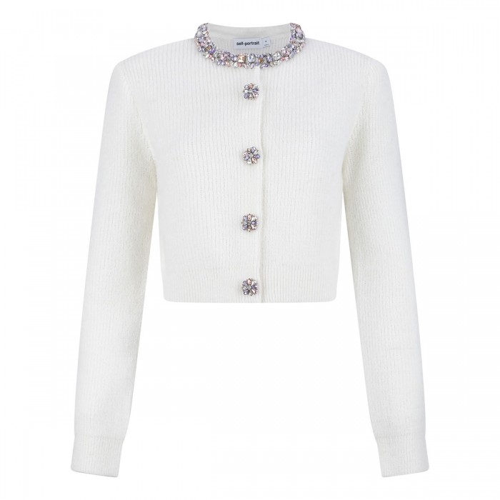 le noir cortina Cream embellished trim cardigan