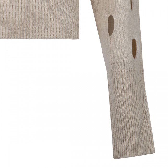 Le Noir Cortina Cream Hue Wool Blend Polo Sweater