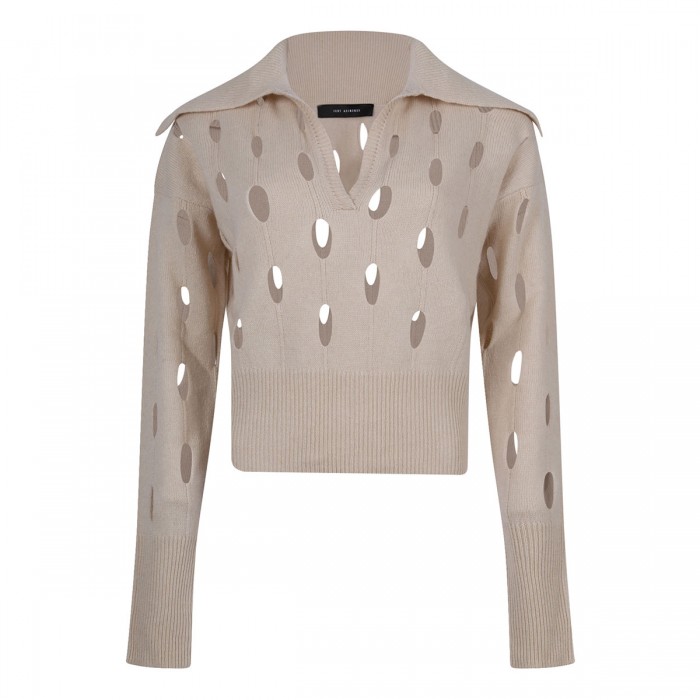 le noir cortina Cream hue wool blend polo sweater