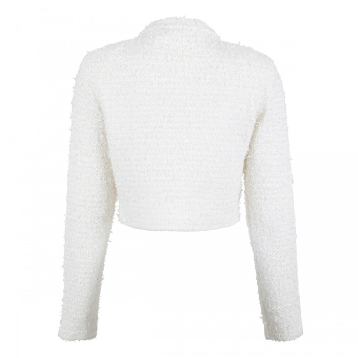 Le Noir Cortina Cream Textured Knit Cardigan