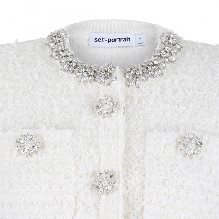 Le Noir Cortina Cream Textured Knit Cardigan