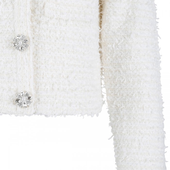 Le Noir Cortina Cream Textured Knit Cardigan